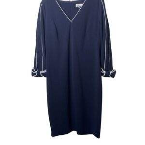 Calvin Klein Midnight Blue Dress with Ivory Accents